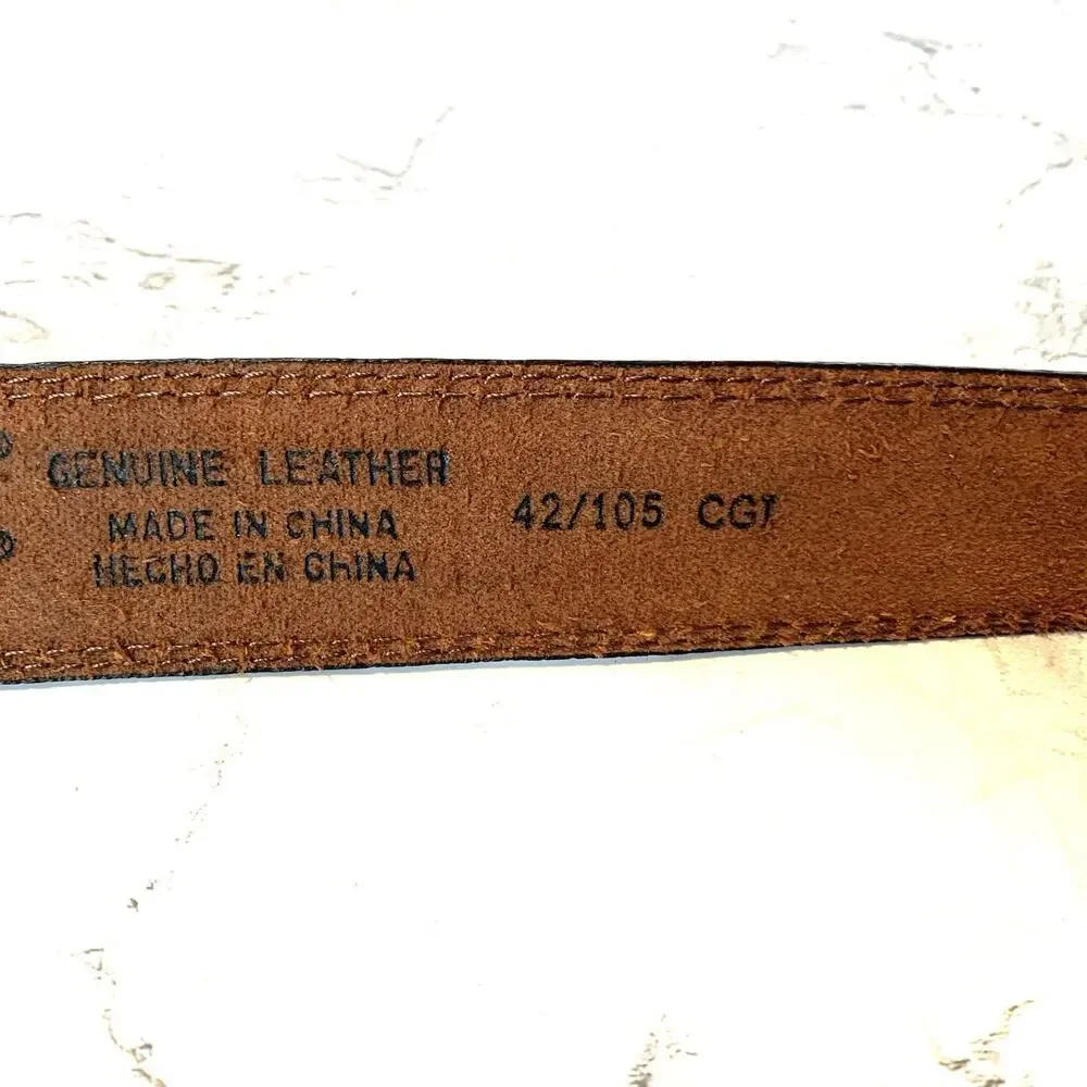 Dockers Men's Belt Genuine Leather Edge Stitch Brown Size 42